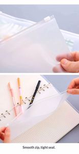 A5/A6/A7 Frosted PVC Zip Lock Planner Pocket File Holder 6 Rings Clear <b>Envelope</b> A6 Binder Insert Cash Loose-leaf Gift - Product Image 4