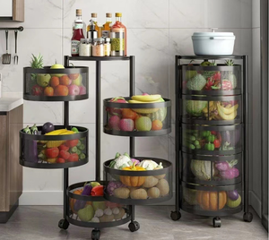 Rotatable Kitchen Storage Rack Floor <b>Standing</b> Multilevel <b>Vegetable</b> Rack Household Multi Functional Fruit and Snack Storage Shelf - Product Image 3