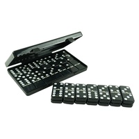 Fabricants Professionnels de Jeux de Dominos en Gros, Jeu de Dominos à Points Blancs Double Six, Boîte Plate Noire en Plastique