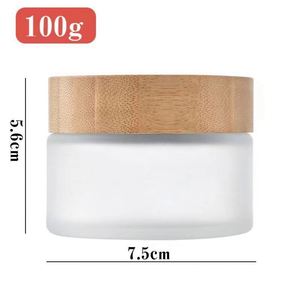 Glass Frosted Jar Bamboo Lid Screw Cap 100ml Cosmetic Skin Care Face <b>Mask</b> & <b>Eye</b> Cream Jars - Product Image 6