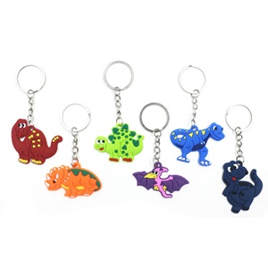 Porte-clés en caoutchouc PVC souple personnalisé avec un design de dinosaure mignon en 2D - Product Image 1