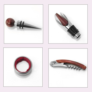 Wine Utensils Set Wooden Stopper Pourer Opener Ring Red Wine Accessory <b>Bar</b> <b>Tools</b> - Product Image 1