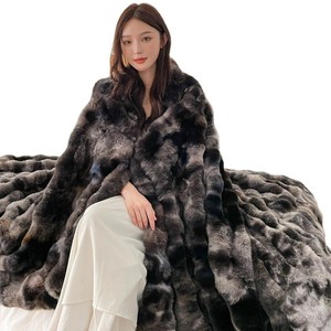 Plaid en polaire imprimé fausse fourrure tie-dye, double face, extra épais, style luxe léger, en peluche bulle - Product Image 5