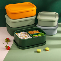 Boîte à lunch bento pour enfants à 3 compartiments, 2 récipients à sauce, réutilisable, capacité de 35 onces liquides, passe au lave-vaisselle, couleurs vintage