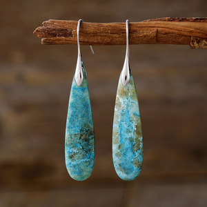 Boucles d'oreilles pendantes en pierre naturelle, forme goutte d'eau, en alliage de zinc, bijoux de fête pour femme, Or Alpes, Argent Alpes, Or Suisse, Argent Suisse - Product Image 3