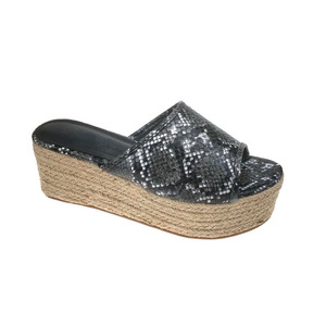 <span class=keywords><strong>Zapatos</strong></span> informales planos de piel sintética con estampado de animales para mujer, alpargatas de yute con estampado de serpiente, cajas de papel de cuña - Product Image 1