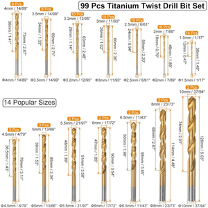 Bộ mũi khoan xoắn Bộ mũi khoan thép không gỉ 99 cái mũi khoan phủ titan Bộ mũi khoan xoắn - Product Image 2