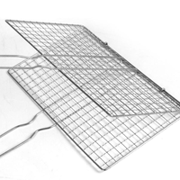 Panier de cuisson pliable et portable en acier inoxydable soudé pour barbecue, idéal pour grillades de poisson, avec poignée et maille à tissage simple
