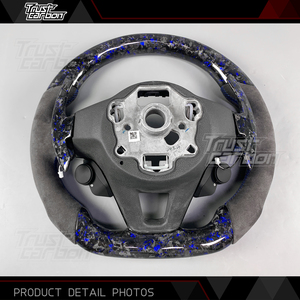 Volant sport personnalisé en fibre de carbone forgée bleue pour Volkswagen Golf MK8 Passat 2020-2025 GTI GTD GLI ID4 Tera T-ROC - Product Image 5