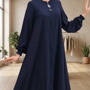 Kimono Abaya Moderno Informal para Mujer, Tejido Suave y Transpirable, Elegante y Modesto, Largo hasta el Suelo, Mangas Largas, Cuello Barco, Hecho a Mano, Envío Rápido - Product Image 3