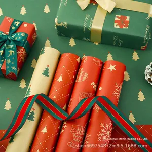 Cổ Điển Không Thấm Nước Hoa Kraft Giấy Món Quà Giáng Sinh Gói Tùy Chỉnh Chất Lượng Cao Mô Giấy Quà Tặng Bao Bì - Product Image 4