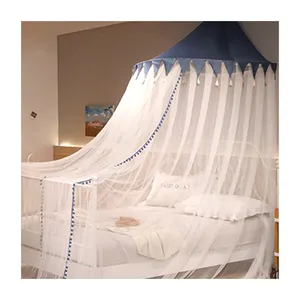 Popular Selling Led Twinkle Light Circular 100% Polyester Free Standing King Size Bed Mosquito Net