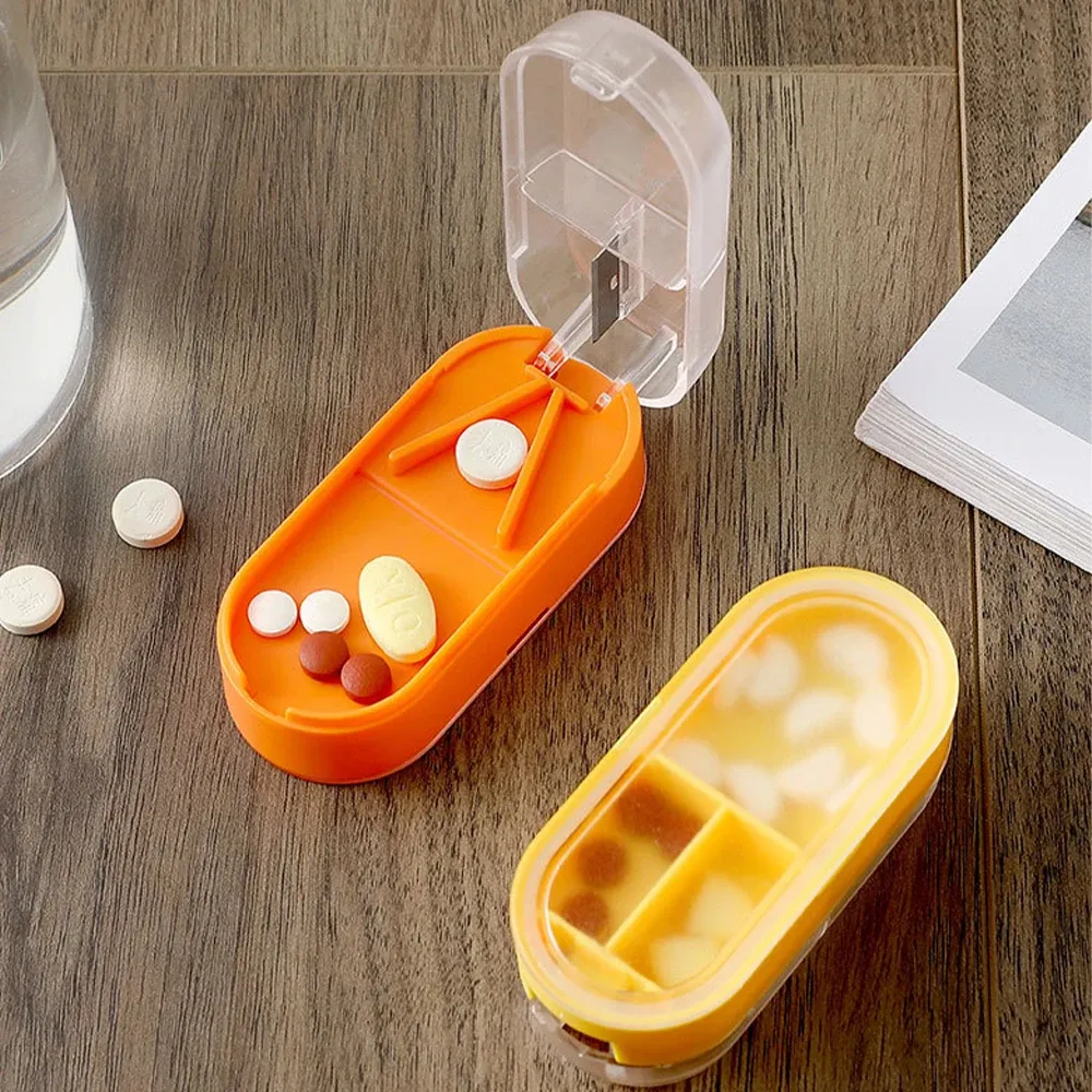 Quality Pill Cutter Medicine Box Cutting Splitter Drugs Tablet Cutter Divider Storage Case Pill Box Pill Cases & Splitter