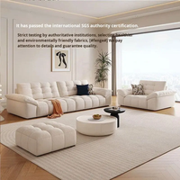 Französisches Modernes Dreisitzer-Modulsofa aus Chenille mit Liegefunktion und Schwammfüllung für Kleine Wohnzimmer
