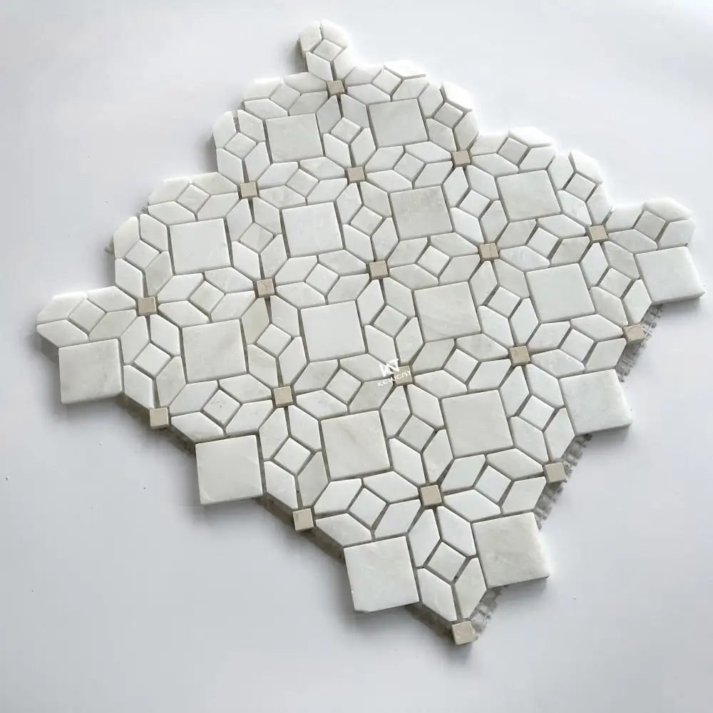 Nuovo Design qualità decorazione della parete a getto d'acqua modello di fiore in pietra di marmo mosaico piastrelle Backsplash