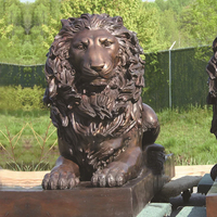 Bronze Lion Statue Métal Anime Coulée Style Feng Shui 5mm Poli Plaqué Peint Personnalisé Religieux pour La Prière Souvenir