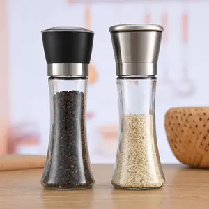 Amazon hot sale glass manual salt and pepper grinder glass mill with ceramic core