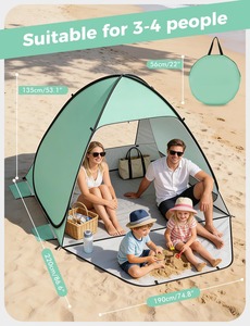 Carpa de Playa Plegable OEM con Protección Solar UPF 50+, Puerta con Cierre para 1-4 Personas, Carpa de Playa Portátil con Bolsa de Transporte - Product Image 3
