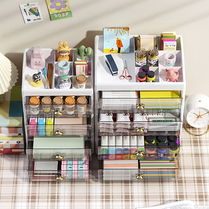 Desktop Organizer <b>Drawer</b> Storage Box With Partitions For Office Desk <b>Makeup</b> Stationery Storage Cabinet Rectangle Standing Type - Product Image 4