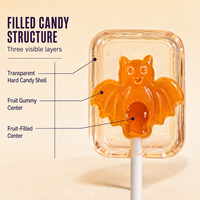Halloween 3D gevulde lolly met transparante harde snoeppen omhulsel en zacht fruitvulling voor feestfavoren en seizoensgebeurtenissen