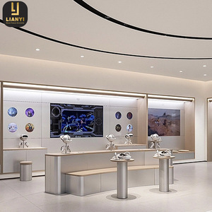 ตู้โชว์เคาน์เตอร์ร้านค้าอิเล็กทรอนิกส์ทำจากโลหะปัดสแตนเลสสำหรับการออกแบบการตกแต่งร้านค้า - Product Image 2