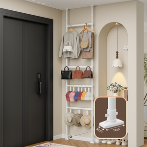Clothing Organizer Standing Type Stainless Steel Rectangle Multifunctional For Entryway Wall <b>Hooks</b> Coat Rack With <b>Hooks</b> <b>Clips</b> - Product Image 4
