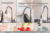 Robinet de cuisine flexible OEM à 3 modes, mitigeur en acier inoxydable 304, robinet de cuisine à poignée unique pour cuisine moderne