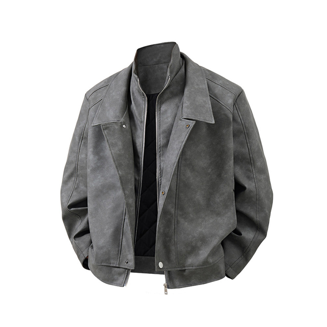 OEM Custom Men Moto Racing Motorcycle Jacket Deconstructed Cut Zip up Collared Techwear Quilted Lining Casual Leather Jackets