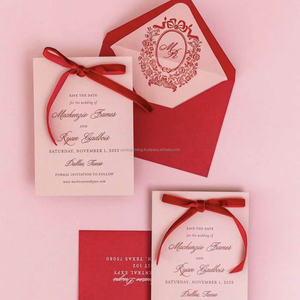 Invitation de mariage élégante et haut de gamme avec impression vanille, RSVP imprimé, papier cartonné fantaisie, logo personnalisable, typographie en relief, offset - Product Image 3