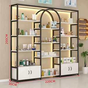 Présentoir mural de rangement pour cosmétiques au design moderne pour salons de beauté, salons de coiffure et barbiers - Product Image 5