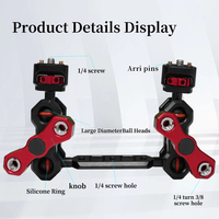 Bras magique à double tête sphérique avec vis de 1/4 pouces Barre articulée en aluminium pour caméra pour support de moniteur DSLR