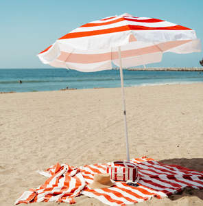 ร่มทะเลขนาด180ซม. ร่มชายหาดขนาดใหญ่ร่มบังแดดกลางแจ้งร่มกันแดดทำจากโพลีเอสเตอร์ร่มชายหาดกว้าง6ฟุตน้ำหนักเบา - Product Image 1