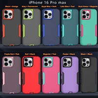 Coque de téléphone robuste antichoc en TPU+PC mat pour 16 Pro Max/16 Pro, protection double couche renforcée de l'appareil photo 3