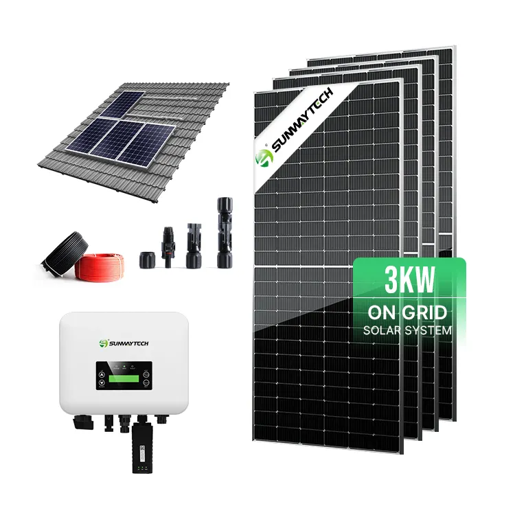 Sunway 3kw 5kw solar comercial en el sistema inversor de red mono panel solar para uso en países americanos