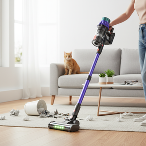 도매 가정용 7 배터리 경량 건조 휴대용 서 무선 무선 무선 무선 무선 진공 청소기 HEPA 필터 LED 조명 - Product Image 1