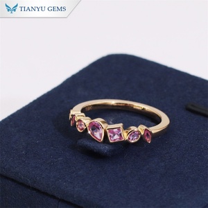 Tianyu Gems Custom Made 2.63g 18k Yellow Gold Setting Pear Princess Round Marquise <b>Oval</b> Corundum Jewelry Eternity Band - Product Image 5