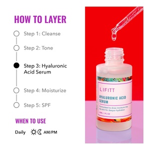 Sérum facial multi-activant Lifitt 30 ml, acide hyaluronique, <span class=keywords><strong>niacinamide</strong></span>, <span class=keywords><strong>vitamine</strong></span> <span class=keywords><strong>C</strong></span>, hydratant, repulpant, hydratation intense, soin de la peau du visage - Product Image 2