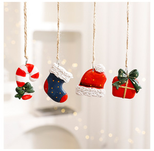 Handmade Resin Christmas Tree Decorations Set Adorable Stocking Present <b>Box</b> Tree Shapes Waterproof Hanging Ornaments for Holiday - Product Image 1