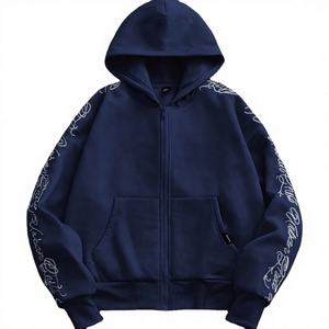 OEM Solid Lined 100% Cotton Fleece <b>Hoodie</b>-<b>Navy</b> <b>Blue</b> Pullover Sweatshirt with Regular Fit Eco-Friendly & Breathable Features - Product Image 3