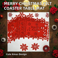 Joyeux Noël – Sous-verres et sets de table en feutre non tissé écologique de 2 mm d'épaisseur, motifs de dessins animés mignons, pour la décoration de la maison et des repas de Noël