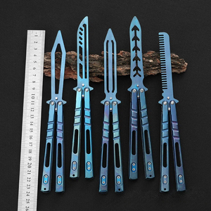 Butterfly Knife Training Blade Folding Han Sword Colored Titanium Comb <b>AB</b> Siren Outdoor Detachable Practice Butterfly Knife - Product Image 4
