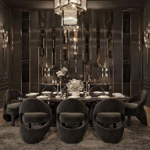 가구 스타일 하이 퀄리티 현대 골드 스테인레스 스틸 럭셔리 식당 의자 벨벳 의자 Sillas De Comedor 빌라를위한 - Product Image 6