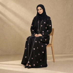 Mishkat Couture Black <b>Chiffon</b> Abaya with Hijab Women Long Sleeve Modest Maxi <b>Dress</b> Party - Product Image 1