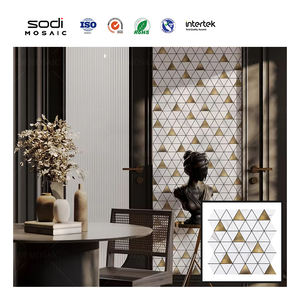 Autocollants de mosaïque en or blanc moderne <span class=keywords><strong>pour</strong></span> salle de bain, <span class=keywords><strong>douche</strong></span>, salon, cuisine, crédence - Revêtement mural imperméable décoratif - Product Image 1