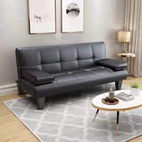Canapé-lit droit simple noir bon marché, chaise longue inhabituelle, meubles de salon simples