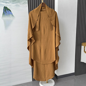 Khimar Lungo a Strato Singolo in Tessuto Morbido e Traspirante, Tinta Unita, con Ampia Tesa, per la Preghiera Musulmana dell'Eid - Product Image 2