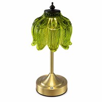 Lampe de table rechargeable vintage en verre Lotus, 3 couleurs, à intensité variable par toucher, sans fil, en cristal blanc, pour hôtel et restaurant