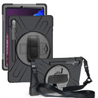 Silikon 360 Dudukan Putar Tali Tangan Pensil Slot Tahan Guncangan untuk Samsung Galaxy Tab S7 FE 12.4 "T730 T736 SM-T730 SM-T736