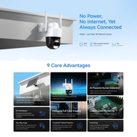 Cámara de Seguridad con IA Inalámbrica 4G para Exteriores, Panel Solar, Cámara PTZ 1080P, Visión Nocturna a Todo Color, Audio Bidireccional, Detección de Movimiento