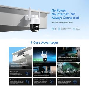 Caméra de sécurité AI sans fil <span class=keywords><strong>4G</strong></span>, caméra PTZ solaire extérieure, 1080P, audio bidirectionnel, détection de mouvement - Product Image 5